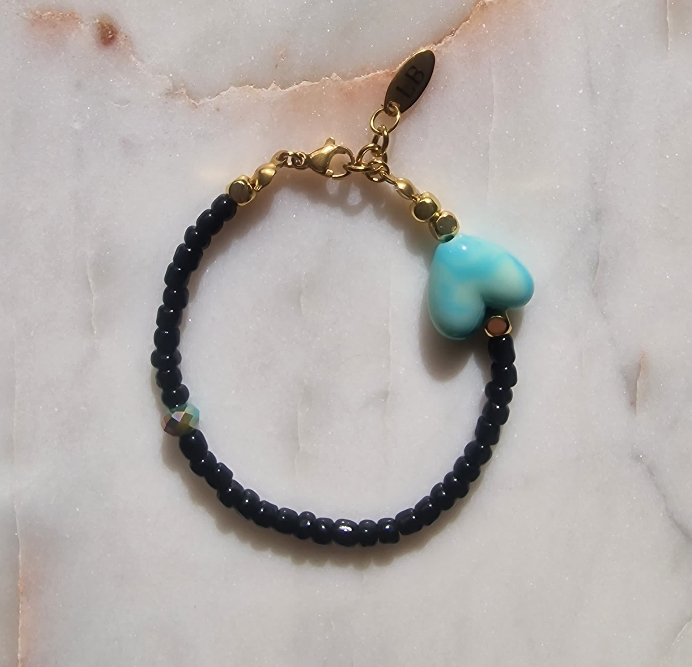 black rocaille met turkoois hart 3