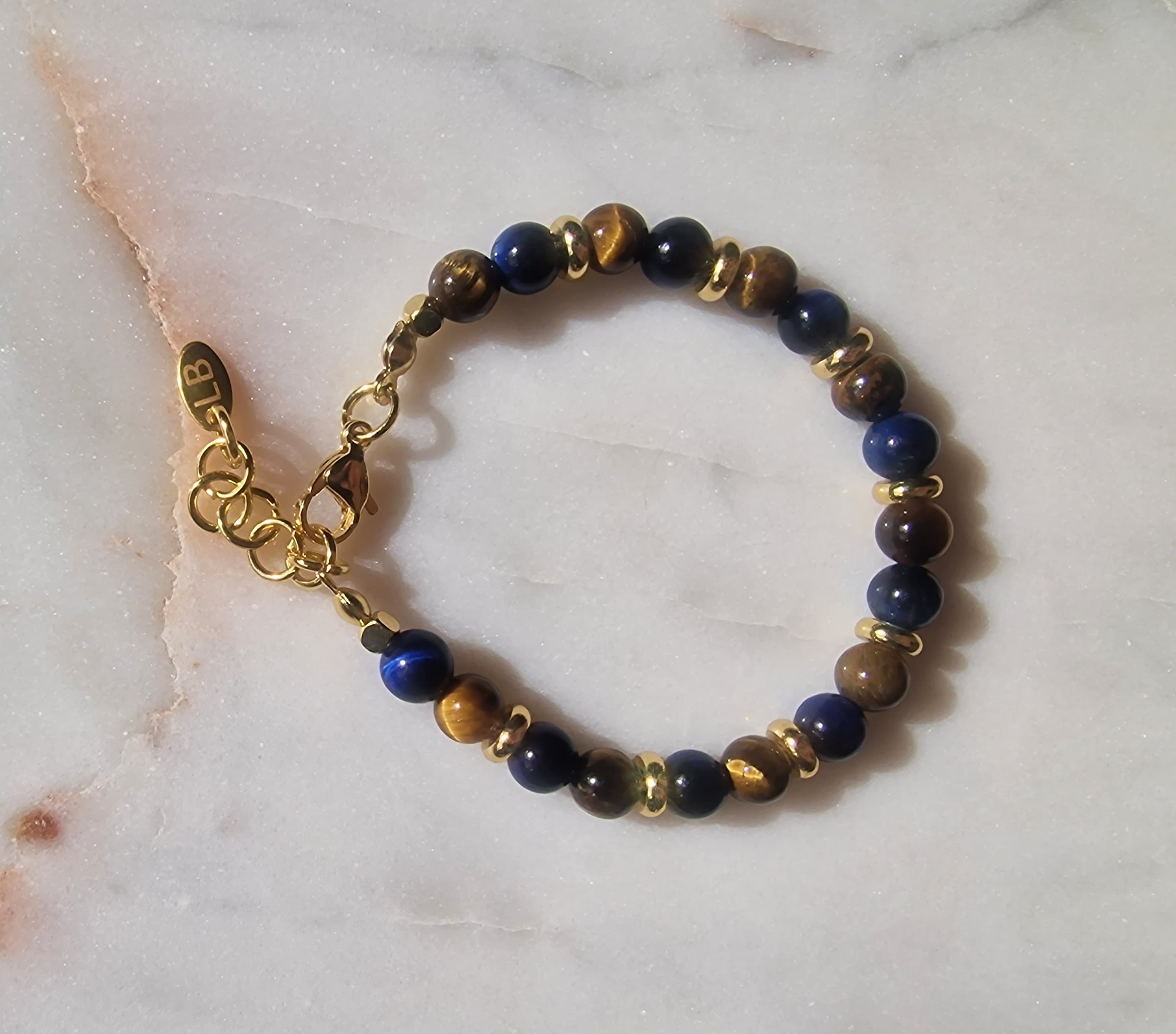 blauw met bruine edelsteen bracelet 2