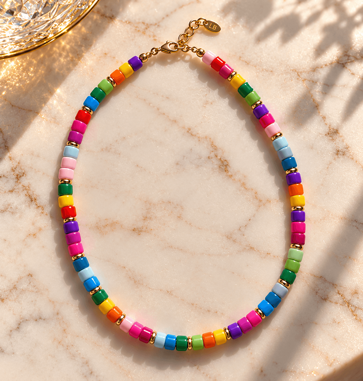 gold cube color necklace kids